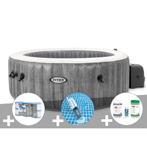 Kit spa gonflable Intex PureSpa Baltik rond Bulles 6 places + 6 filtres + Aspirateur + Kit de traitement brome - Neuf