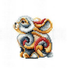 Kit Point De Croix Compt&eacute; Andriana "Figurines Lapin" 12x12 Cm - Neuf