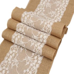 Dentelle Table Runner 30 X 275 Cm, Toile De Jute Table Runner, La Décoration De Table Pour La Fête, Baptême, Mariage, Anniversaire - Neuf