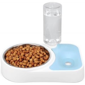 Bleu Distributeur D'eau Automatique Pour Animaux De Compagnie - 500 Ml/17 Oz Bouteille D'eau De - 650 Ml/22 Oz Bol En Acier De - Bol D'eau/Nourriture Pour Chiot, Chaton, Lapin - Neuf