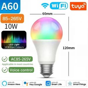 KALSA-Ampoule Led Tuya, Bluetooth, Wifi, Zigbee, Lumière À Intensité Variable, 2700-6500K Rvb, Smart Life Andrea, Voix Avec Alexa Google Home,10W Wifi 85-265V,1 Piece Pack - Neuf