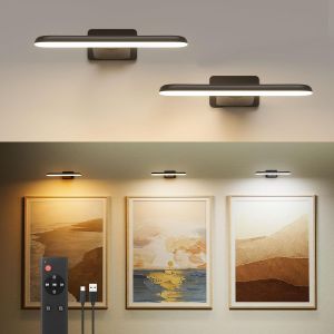 SUBZONAL-Applique Murale pour Tableaux, Éclairages Murales à Batterie Rechargeable, Lampe LED sans Fil pour Cible de Fléchettes, Lumiere pour Photos, 3 Températures de Couleur, Télécommande, Noir - Neuf