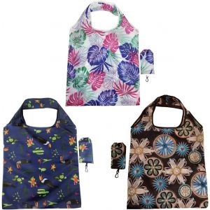 Sjzg-Lot De 3 Sacs &Agrave; Provisions Pliables Lavables Et R&eacute;utilisables Avec Pochette Fourre-Tout - Neuf