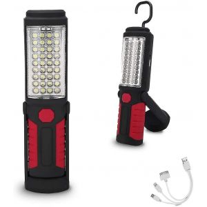 Lampe De Travail Led Rechargeable Avec Base Magn&eacute;tique Et Crochets R&eacute;glables - Neuf