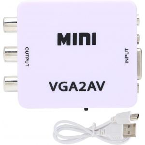 Convertisseur AV vers VGA,Plug and Play 165 MHz Mini VGA vers AV 1080P HD Adaptateur Convertisseur Vidéo avec Câble de Données pour TV PC - Neuf