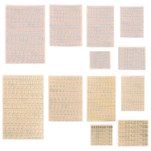 12 Feuilles Lettre Résine Autocollants,Petit Alphabet Numéro Autocollants Pour L'art De La Résine,Paillettes Alliage Self A - Neuf