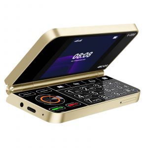 Téléphone Portable pliable 2G Double écran double SIM Batterie 1350mAh Dorée - Neuf