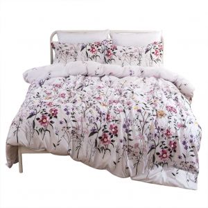 Hjlian Parure De Lit 3 Pieces En Polyester Avec Housse De Couette Et Imprime Vegetal 3d (Taille Double) - Neuf