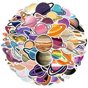 acdsgd-Cobee Lot de 50 autocollants en vinyle motifs plan&egrave;tes de l'univers imperm&eacute;ables vintage astronomie syst&egrave;me solaire pour bouteilles d'eau ordinateur portable - Neuf