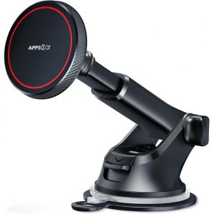 MEVRONISSHOP-Support Voiture Magn&eacute;tique Magsafe, Porte-T&eacute;l&eacute;phone iPhone pour Pare-Brise et Tableau de Bord, Ventouse Robuste Compatible avec iPhone 15 14 13 12 Pro/Plus et &Eacute;tui Magsafe, Rouge - Neuf