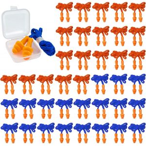 40 Pièces Bouchon D'oreille,Bouchons D'oreilles Filaires S Avec 40 Pièces Boîte Portable Pour Natation,Sommeil,Apprentissage,Ronflement (2 Couleurs) - Neuf