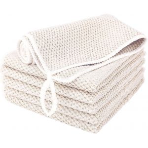 LORANKA-Chiffon Microfibre Lavette Microfibre Blanc Torchon Cuisine 6 Pi&egrave;ces Chiffon de Nettoyage en Microfibre, Multi-usages Taille 30 x 30 cm - Neuf