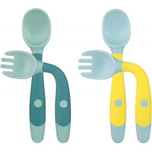Cuillères En Silicone Pour Bébé, 4 Pièces, Cuillères Souples D'apprentissage Pour Bébé Avec Fonction Pliable, Faciles À Tenir, Parfaites Pour L'auto-Alimentation - Neuf