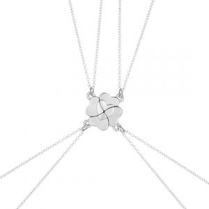 Kal-Colliers Pour Femme,Collier D'épissure De Trèfle À Quatre Feuilles, Pendentif En Alliage, Ensemble Parent-Enfant, Bon Ami, Collier Combiné Pour 4 Personnes (Argent) - Neuf