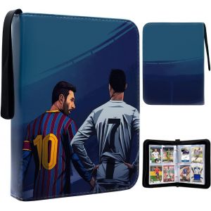 Mdy-Nicekool Album Cartes Classeur Cartes À Collectionner Livre De Cartes Compatible Pour Football, Album Porte Cartes Titulaire Cartes Album Protège Carte, 50 Pages Contenir 400 Cartes Football, Ble - Neuf