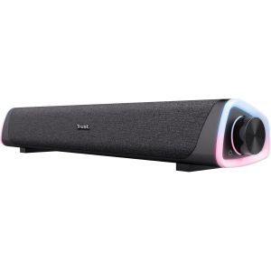 Liro Barre de Son PC 12W, Enceinte PC Stéréo avec Éclairage LED RGB, Connexion Audio 3.5mm, Alimentation USB, Haut Parleur PC Compact Ordinateur Portable Tablet Smartphone TV, Noir - Neuf