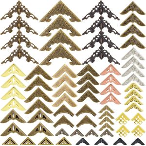 72 Pcs Protections D'angle En Métal Pour Livres, Protecteur Coin De Livre Vintage Métal, Album Photo Coins Décorations, Coin De Protection Pour Album Photo, Livres, Scrapbooking, Menus - Neuf