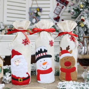 3 Articles De No&euml;l Bouteille De Vin Rouge Jeu P&egrave;re No&euml;l Bonhomme De Neige El - Neuf