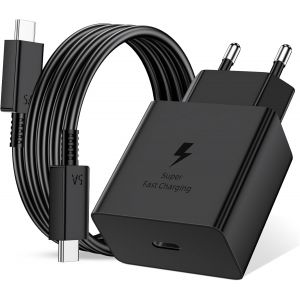 LORANKA-45W Chargeur USB C Secteur Charge Rapide pour Samsung Galaxy A17 A16 A56 A36 A26 A55 A35 S25 Edge S24 S23 S22 S21 S20 Ultra S10 S9 S8 A06 Z Fold7,Prise Secteur USBC Adapteur avec 1m C&acirc;ble USB - Neuf