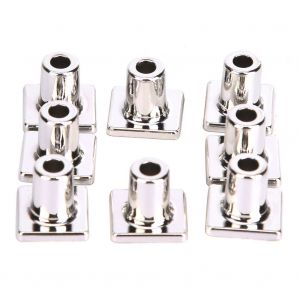 Lot De 8 Protections Pour Talons Hauts, 15 Mm, Bouchons Metalliques, Accessoires Pour Chaussures, Carres Argentes - Neuf