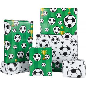 12 Feuilles De Papier D'emballage De Football, Papier D'emballage D'anniversaire Pour Garçons, 70 X 50 Cm, Papier D'emballage Recyclable Pour Sport De Football, Papier Cadeau Hommes - Neuf