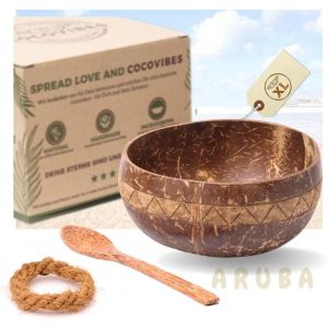 Aruba-1 Lot De Bols À Céréales En Noix De Coco Avec Anneau Anti-Basculement-Bols À Dessert Durables - Neuf