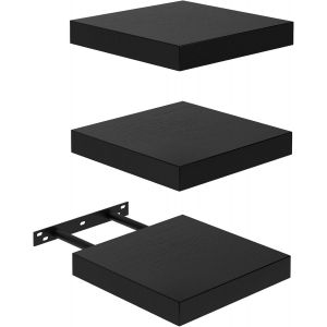 TIANYI-&Eacute;tag&egrave;re Murale 20x20cm Salle de Bain Lot de 3 Solution Rangement Compacte Espace R&eacute;duit Cuisine, Noir - Neuf