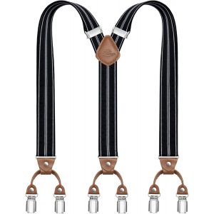 Cauc-Bretelles Pour Hommes Avec 6 Pinces M&eacute;talliques En Y Ajustables Bretelles Pour Pantalons Bretelles &Eacute;lastiques Robustes Pour Hommes - Neuf
