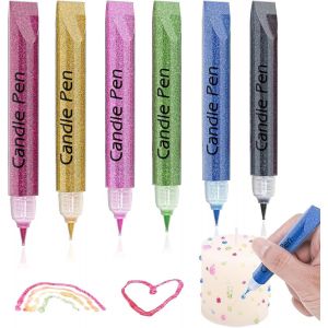 &reg; Lot De 6 Crayons De Cire Pour Bougies De 10 Ml Kit De Peinture De Bougies De Bapt&ecirc;me Kit De Fabrication De Bougies Pour D&eacute;corer Et Peindre Des Bougies Poudre Dor&eacute;e Flash - Neuf