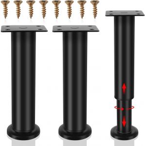 Lot de 2 Pied Reglable pour Meuble avec Socle, 18 &agrave; 30 cm Pied Reglable Meuble en M&eacute;tal, Noirs Pied de Meuble Reglable pour Design de Meubles Personnalis&eacute;s - Neuf