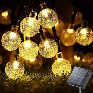 Kal-Guirlande Lumineuse Exterieure, 8 Modes 7m 30led Lampe Solaire Exterieur Pour Terrasse,Jardin,Cour,Porche,Lumiere Solaire Exterieur Décoration De Fête De Mariage - Neuf