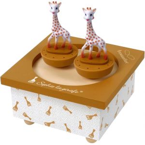 SANSH-TROUSSELIER - Sophie la Girafe. - Boîte à Musique Dancing - Idéal Cadeau de Naissance - 2 Figurines Amovibles - Fonctionnement Simple - Musique Piano Sonata de Mozart - Colori Caramel - Neuf