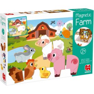 Mdy-- Ferme Magnétique - Jouet Enfant - Eveil Et 1er Age - Jeu Educatif - Animaux De La Ferme - 12 Animaux En Bois Magnétique En 1, 2 Ou 3 Pièces - A Assembler - 10 Cartes Modèles - Dès 2 Ans - Neuf