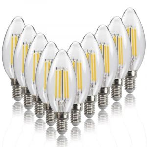 KALSA-Ampoule Led E14 6W 4W 2W Ac220/240V, Bougie À Filament C35 Edison, Ampoule En Verre Rétro Antique Style Vintage, Blanc Froid Chaud, 10 Pièces,C35,Cold White - Neuf