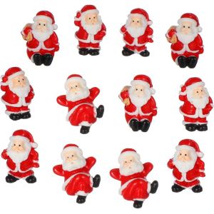 12 Pièces Micro Ornements de Noël Accessoire de Maison de Village de Noel Animal Paysage Miniature Christmas Figurine Pere Noel décor Ornement de Bureau résine Rouge - Neuf