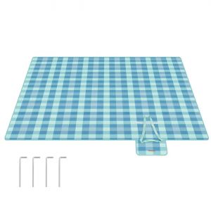 Couverture De Pique-Nique 4 Piquets De Sol Grand Tapis Pour Camping Jardin Plage Ext&eacute;rieur Hydrofuge Pliable Portable Bleu Helloshop26 12_0005259 - Neuf