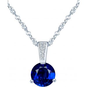 Kal-Collier Diamant Pour Femmes Et Filles, Collier En Argent 925, Pendentif De Zircon Brillant, Collier Solitaire À 3 Griffes, 45cm Chaîne De Singapour Argent, Bijoux Élégants - Neuf