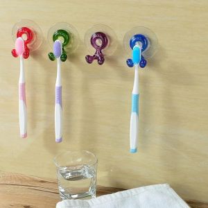 Porte-brosse à dents de dessin animé, réutilisable, étanche, multifonction, mural, pour douche, salle de bain, chambre, fixation murale lisse (4 pièces) - Neuf