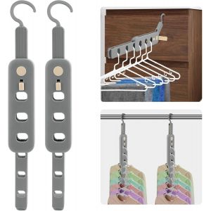 Letnerny-Porte Cintre Gain De Place Pliable Pour Armoire Penderie, 6 Trous Pour Suspendre Les Vêtements, Séchoir À Linge Petit Portable En Plastique Pour Voyage (Gris 2pcs, Taille Unique) - Neuf