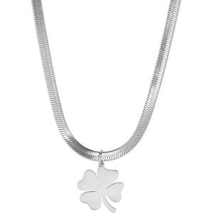 Kal-Collier Tr&egrave;fle &Agrave; Quatre Feuilles Pour Femmes En Acier Inoxydable Simple D&eacute;licat Symbole Porte-Bonheur Tr&egrave;fle &Agrave; Quatre Feuilles Pendentif Collier Amulette Bijoux St Patrick Cadeaux - Neuf