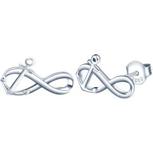 Kal-Boucles D'oreilles Femme Fille, Boucle D'oreille En Argent 925, Boucle D'oreille Symbole De L'infini, Orn&eacute; D'ancre Cr&eacute;ative, Bijoux &Eacute;l&eacute;gants Femme Homme, Argent, Or Rose Et Or - Neuf