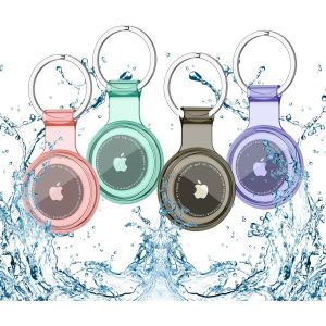 Loc-Lot De 4 Porte-Étiquettes Étanches Pour Étiquettes Air Tag,Étui Coloré Transparent,Protection À 360 Degrés (Vert + Violet + Rose + Noir) - Neuf