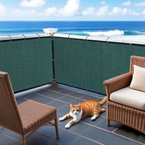 Ulteronixshop-Brise-vue de jardin en maille robuste et anti-poussi&egrave;re pour mur ext&eacute;rieur, jardin, cour, piscine, terrasse, cour, balustrade (2 x 3 m, vert fonc&eacute;) - Neuf