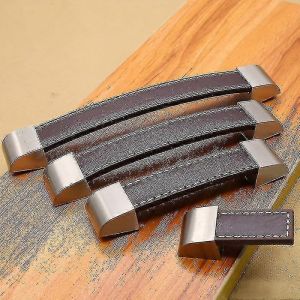 2024 2pcs Poignées En Cuir En Alliage De Zinc Pour Meubles Armoire Boutons Coffre Tiroir Valise Poignée Et Tire Noir Marron Poignées De Cuisine - Neuf