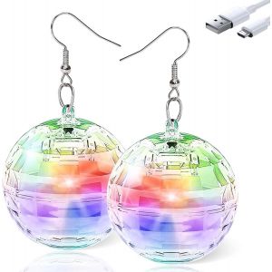 Meimie-Boucles D'oreilles Led Boules,Boucles D'oreilles Boule Disco,Boucles D'oreilles Disco,Femmes Boucles D'oreilles Led Rechargeables - Neuf