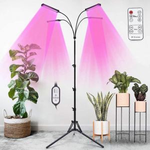 Lampe Horticole Led A 4 Tetes Avec 420 Led, Dotee D'une Minuterie Automatique De 4/8/12 Heures, De 3 Modes D'eclairage Reglables Et D'une Lumiere De Croissance A Spectre Complet Pour Les Plantes De Jardin D'interieur. - Neuf