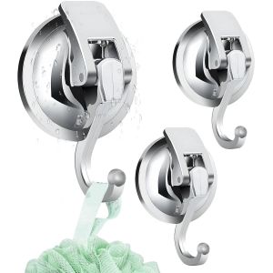Cmwx-3pcs Crochet Adhesif Mural, Crochet Ventouse, Patere Murale Sans Percer, Porte Manteau Mural Pour Cuisine, Salle De Bains, Caravane, Bureau Et Chambre, Etc.(3 Crochets Adh&eacute;sifs Ronds) - Neuf
