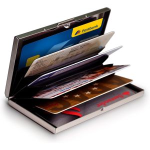 TRAHOO-Porte Carte Bancaire Aluminium 6 Cartes - Protection Bloqueur RFID | NFC | sans Contact - Money Clip Wallet Porte-Cartes Homme Femme Holder Noir - Neuf