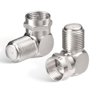 Connecteur Antenne TV Connecteur Type F 75Ohm M&acirc;le &agrave; Femelle Angle de 90 Degr&eacute;s Connecteur de C&acirc;ble Coaxial 2Pi&egrave;ces Connecteur RF de Basse Perte pour TV Magn&eacute;toscope HDTV CCTV Antenne etc. - Neuf