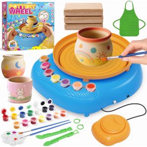 MEVRONISSHOP-Roue de poterie pour enfants, kit complet d'outils et outils pour d&eacute;butants, jouets d'art et d'artisanat pour enfants &acirc;g&eacute;s de 8 &agrave; 12 ans, fournitures artistiques, cadeaux d'anniversaire - Neuf